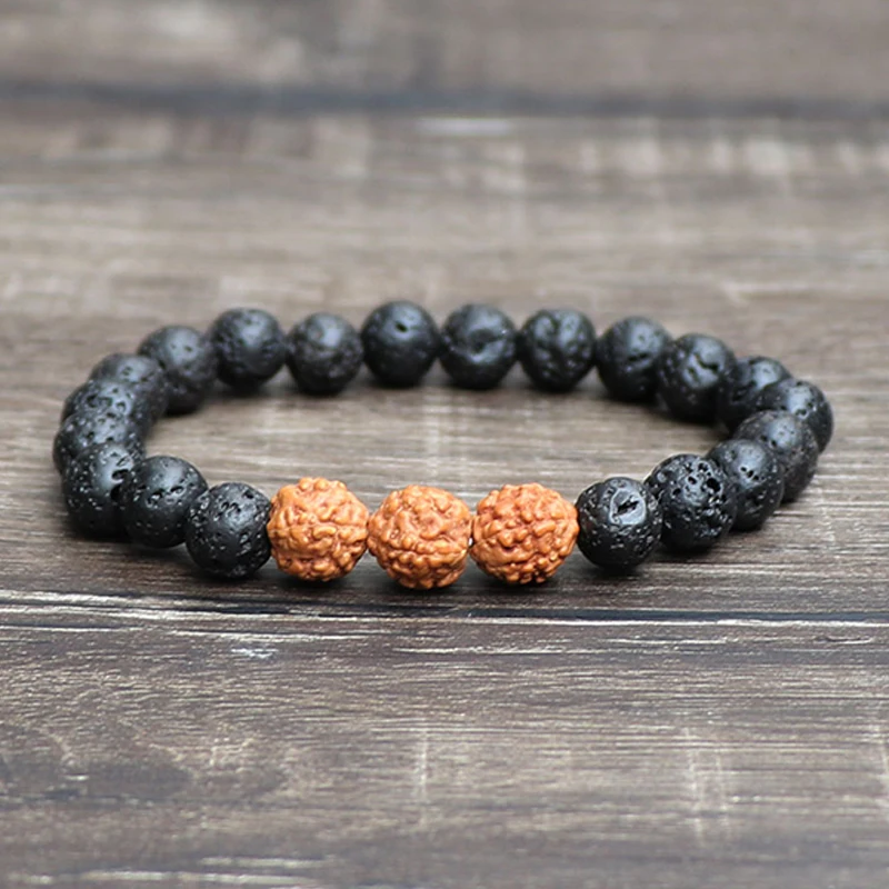 Nature Vajra Bodhi Rudraksha Bracelet Men Meditation Mala Bead Bracelet Buddhist