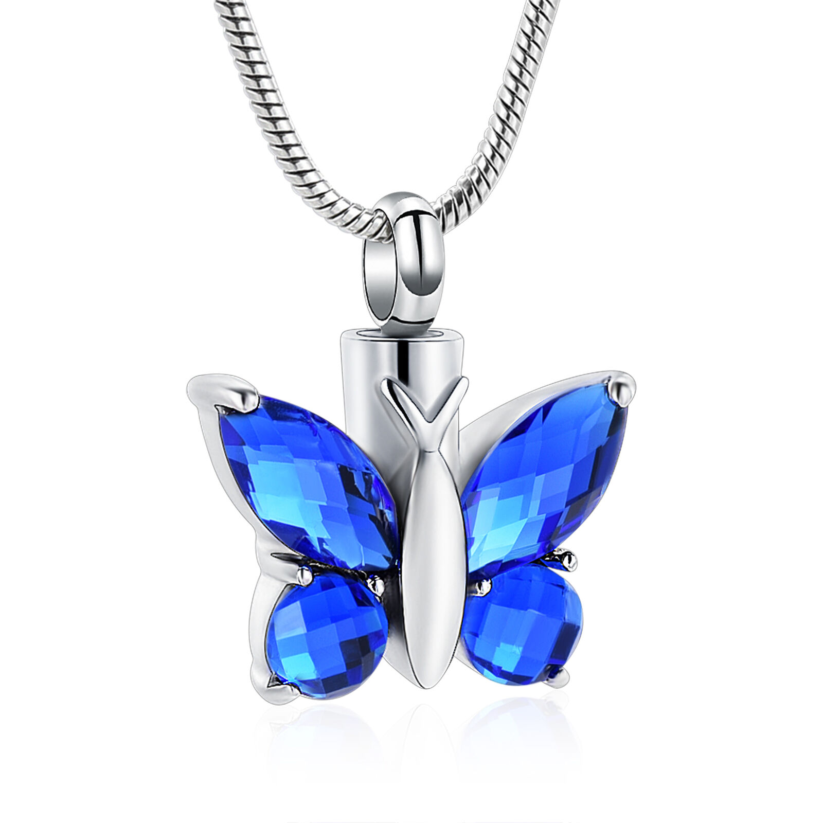 Butterfly Crystal Urn Necklace Cremation Jewelry Stainless Steel Urns Memorial