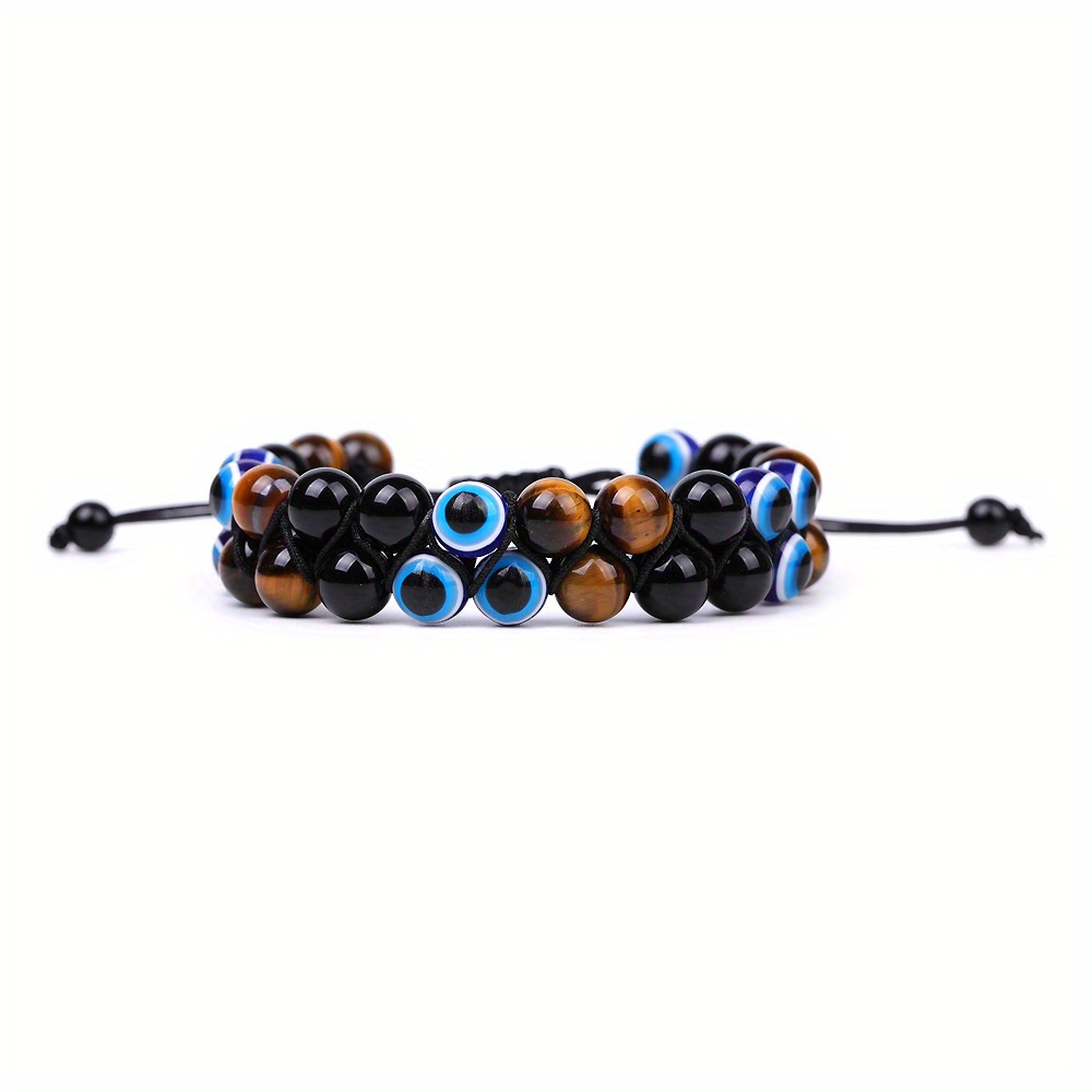 Handmade 8mm Tiger Eye Bracelets For Men And Women - Triple Protection Evil Eye