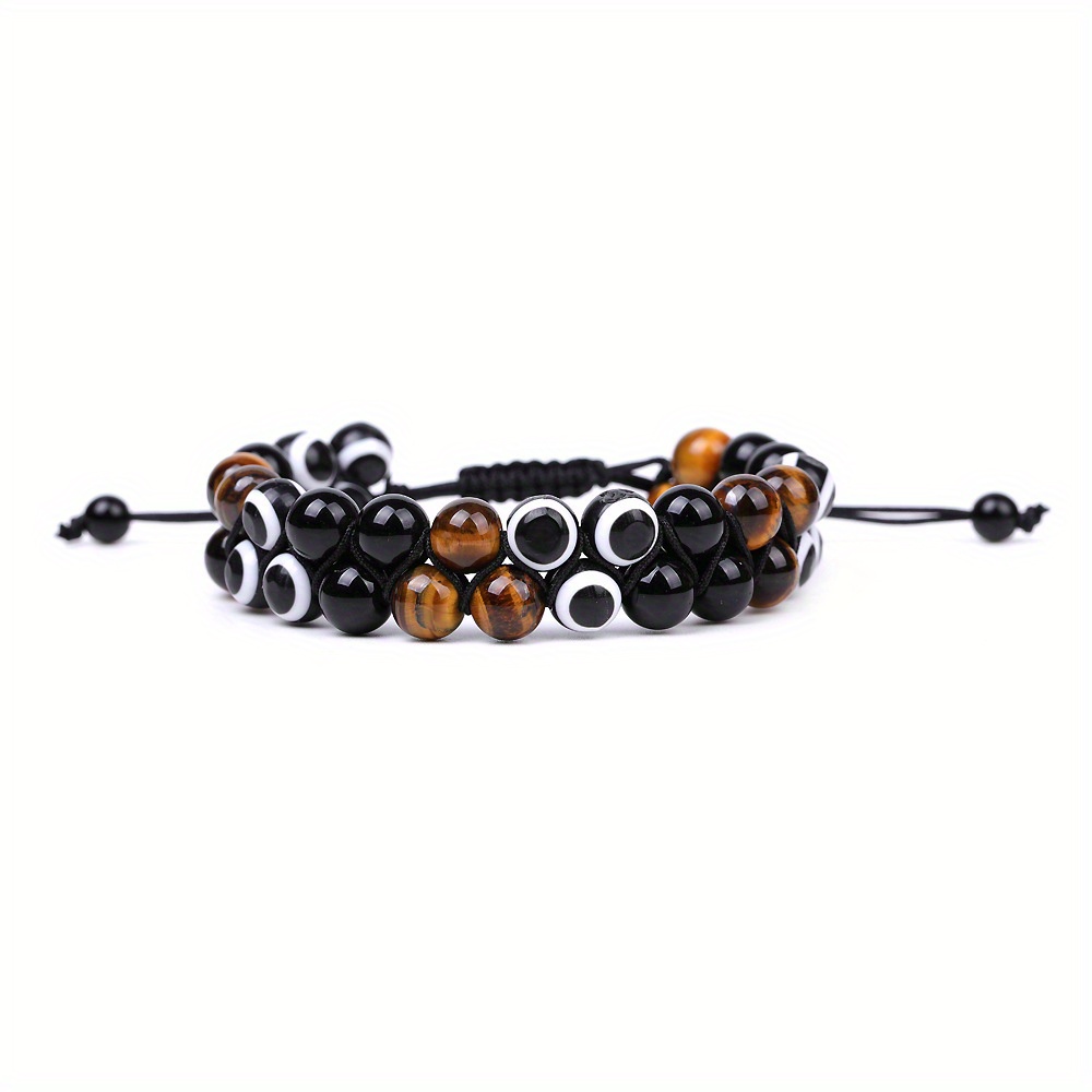 Handmade 8mm Tiger Eye Bracelets For Men And Women - Triple Protection Evil Eye