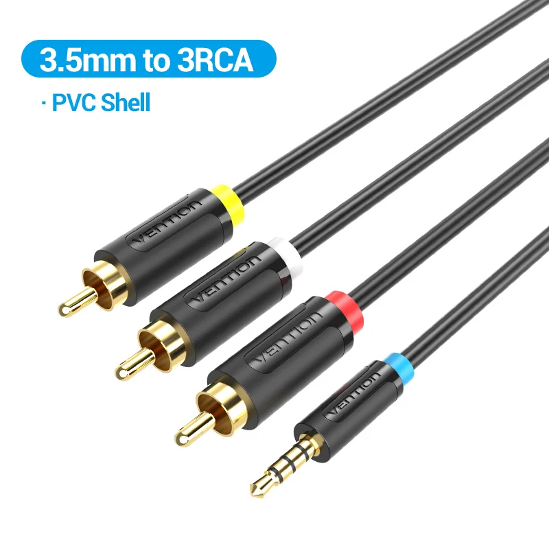 Adaptador de cable de audio RCA de 3,5 mm a 3 RCA cable de audio estéreo divisor altavoz nuevo - Imagen 14 de 14