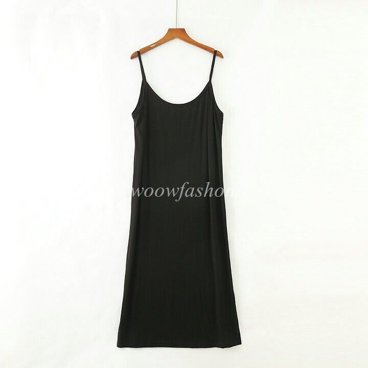 Women Cami Full Slip Plain Long Loose Dresses Camisole Liner Under dress |  eBay