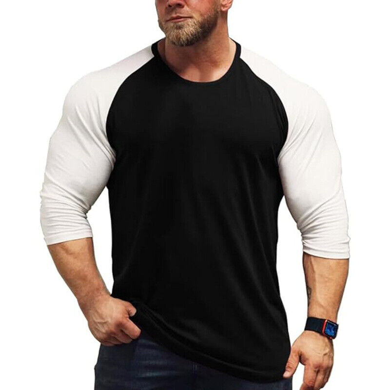 Comfortable Mens Tops Muscle T Shirts Long Sleeve Polyester Regular Undershirt