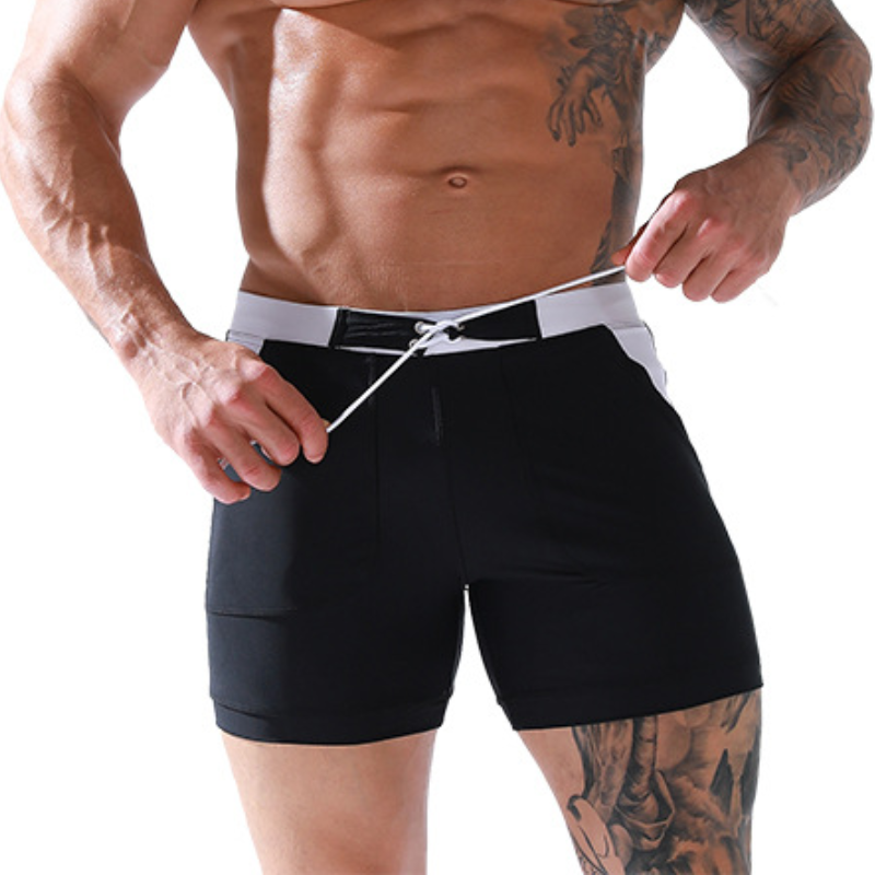 Men's Swimwear Swimsuits Solid Basic Long Swim Boxer Trunks Board Beach Shorts