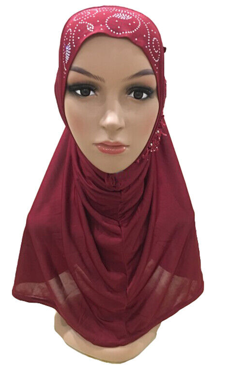 Muslim Women's Instant Hijab Scarf – One Piece Amira Turban Wrap – Solid Black Polyester