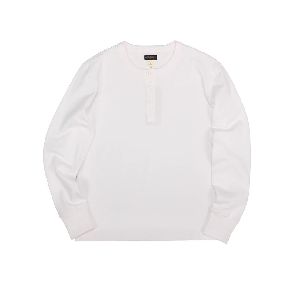 BOB DONG Heavyweight Cotton Men Shirt Long Sleeve Slim Henley Shirt Basic Shirt - Picture 22 of 24