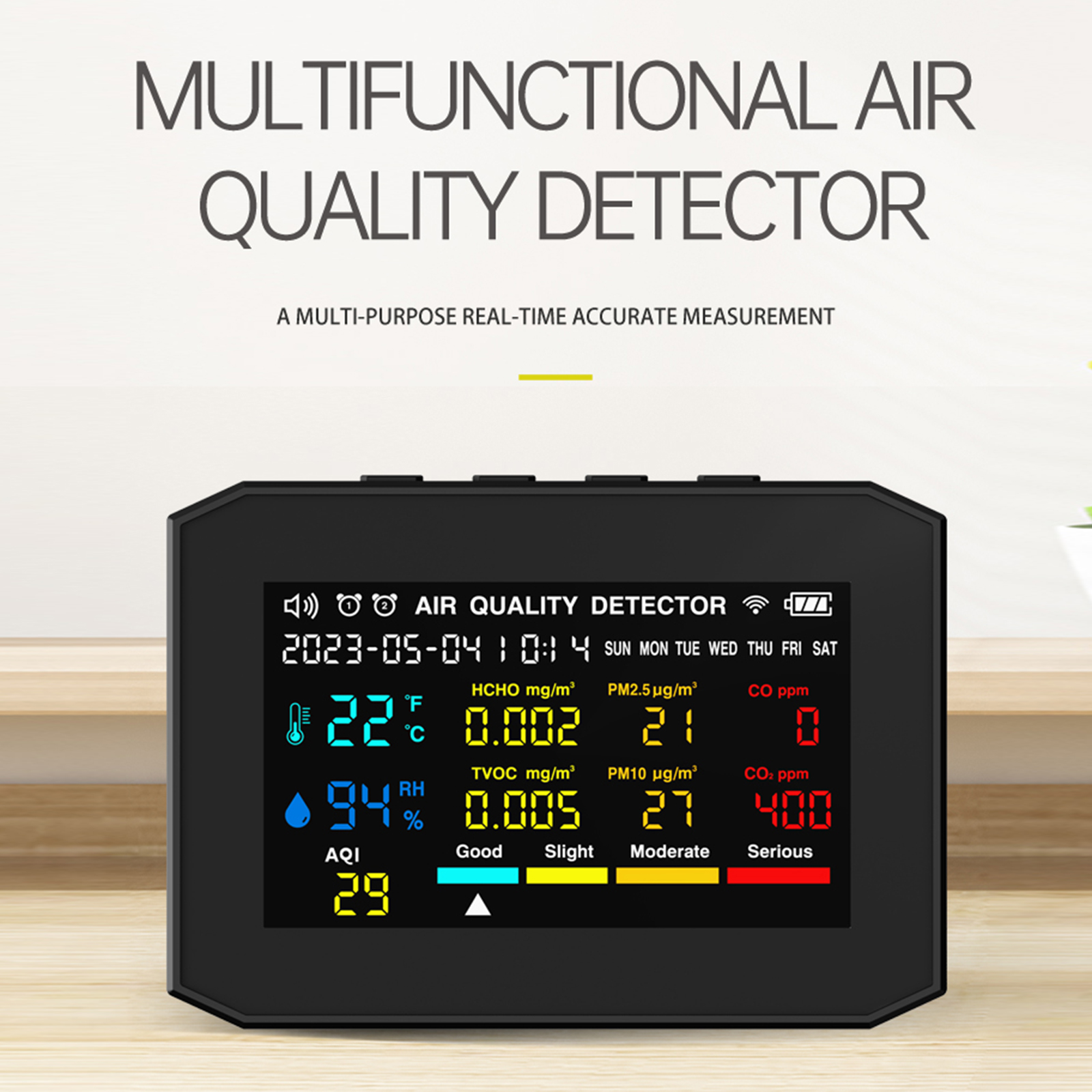 10 In 1 Carbon Dioxide Detector PM2.5 Formaldehyde Tvoc Temperature & Humidity