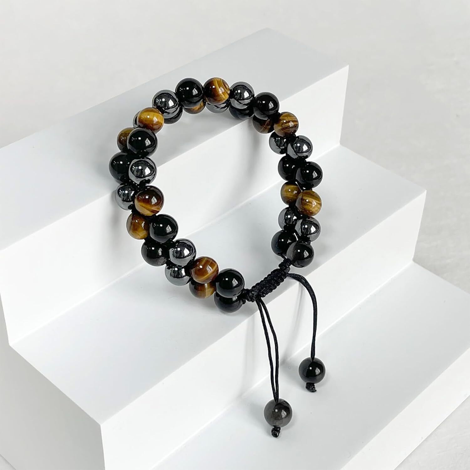 Men Tiger Eye Hematite Beaded Necklace Bracelets Triple Protection Jewelry Sets