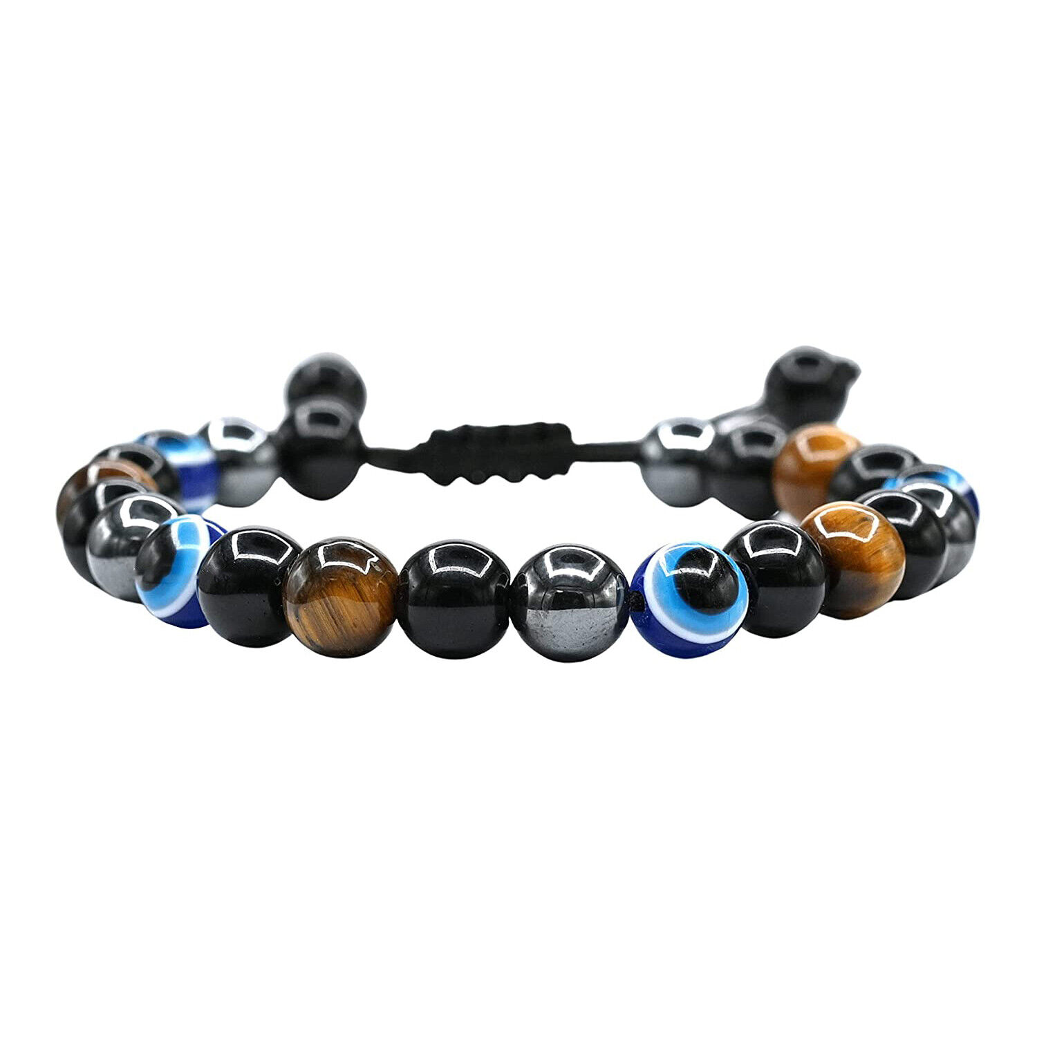 8mm Tiger Eye Stone Bracelet Healing Crystal Black Onyx Lava Rock Beads Bracelet