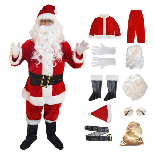 Santa Claus Costume Santa Suit Adult Men Deluxe Christmas Santa Costume Set