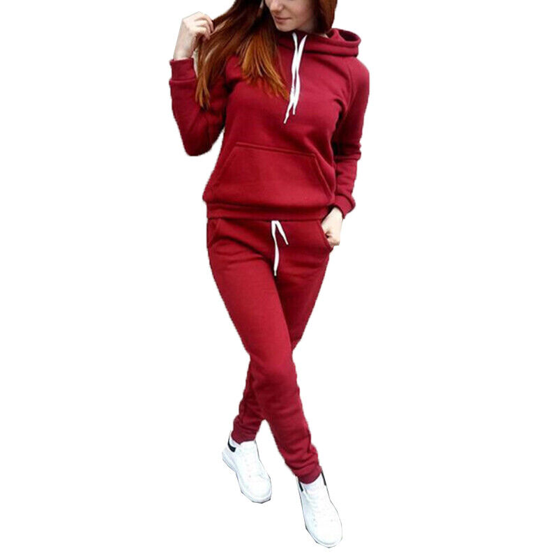 Women Hoodie Tops Pants Sweatshirt Tracksuit Casual Sports 2Pcs/set Sweat Suit - Picture 14 of 17