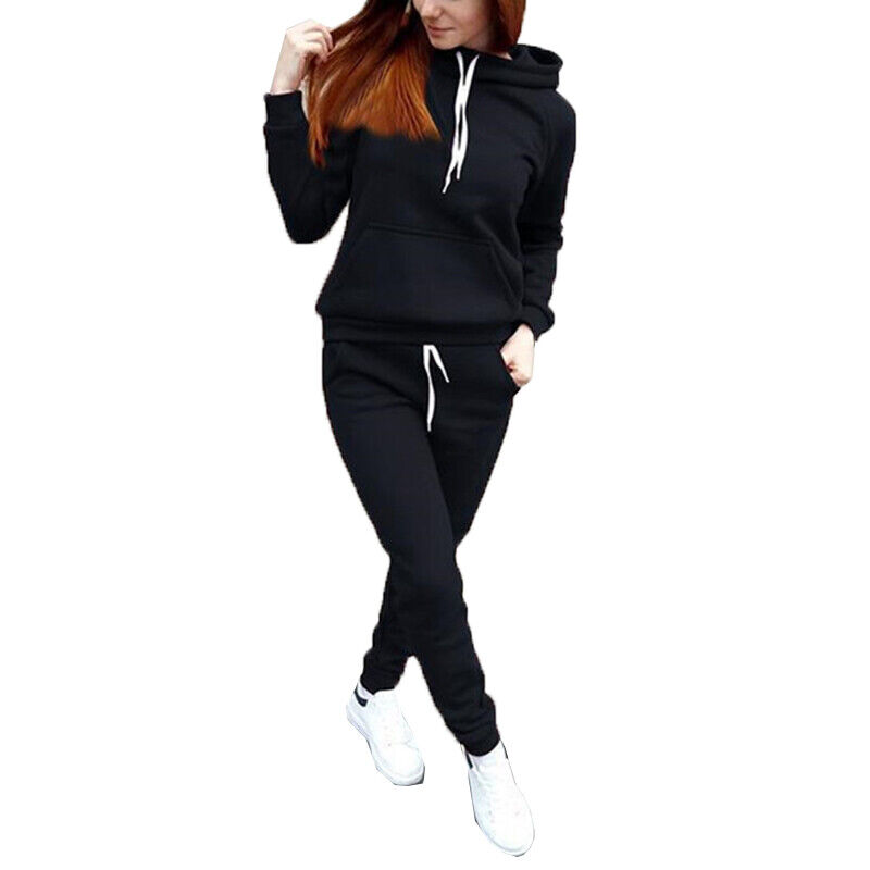 Women Hoodie Tops Pants Sweatshirt Tracksuit Casual Sports 2Pcs/set Sweat Suit - Picture 15 of 17