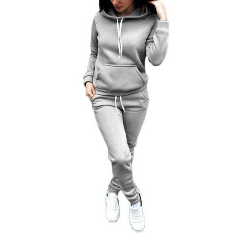 Women Hoodie Tops Pants Sweatshirt Tracksuit Casual Sports 2Pcs/set Sweat Suit - Picture 16 of 17