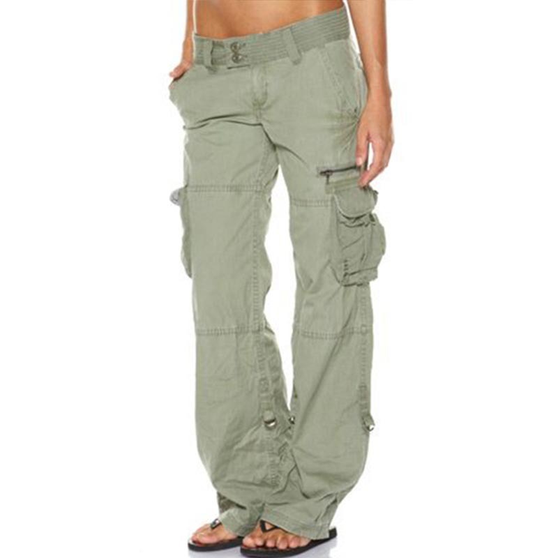 Womens Casual Low Waist Pocket Combat Jeans Trousers Ladies Cargo Pant Bottoms - Picture 5 of 13