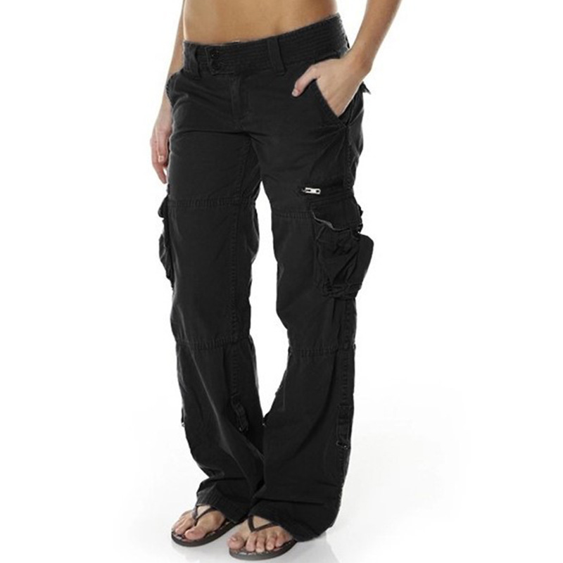 Womens Casual Low Waist Pocket Combat Jeans Trousers Ladies Cargo Pant Bottoms - Picture 6 of 13