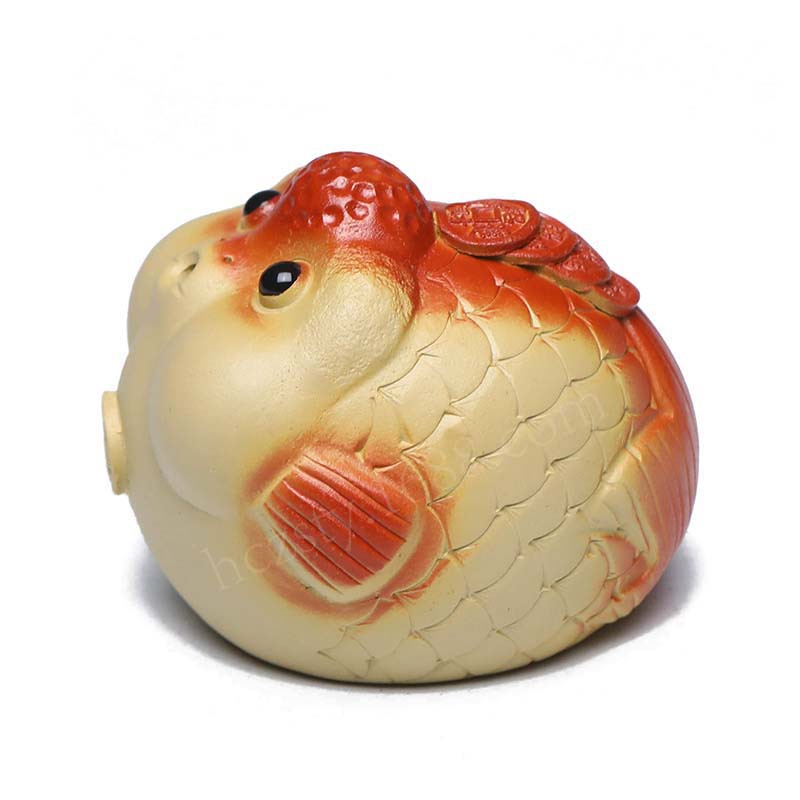 1Pcs China Yixing Purple Sand Goldfish "鸿运当头" Tea Pet Tea Set Fragrant Insert