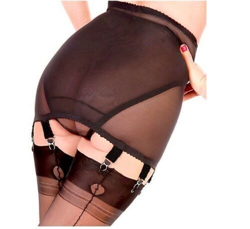 Girls Alacki Lace Edge 6 Straps Garter Belt Skirt Retro Sexy Sheer Mesh Girdle W