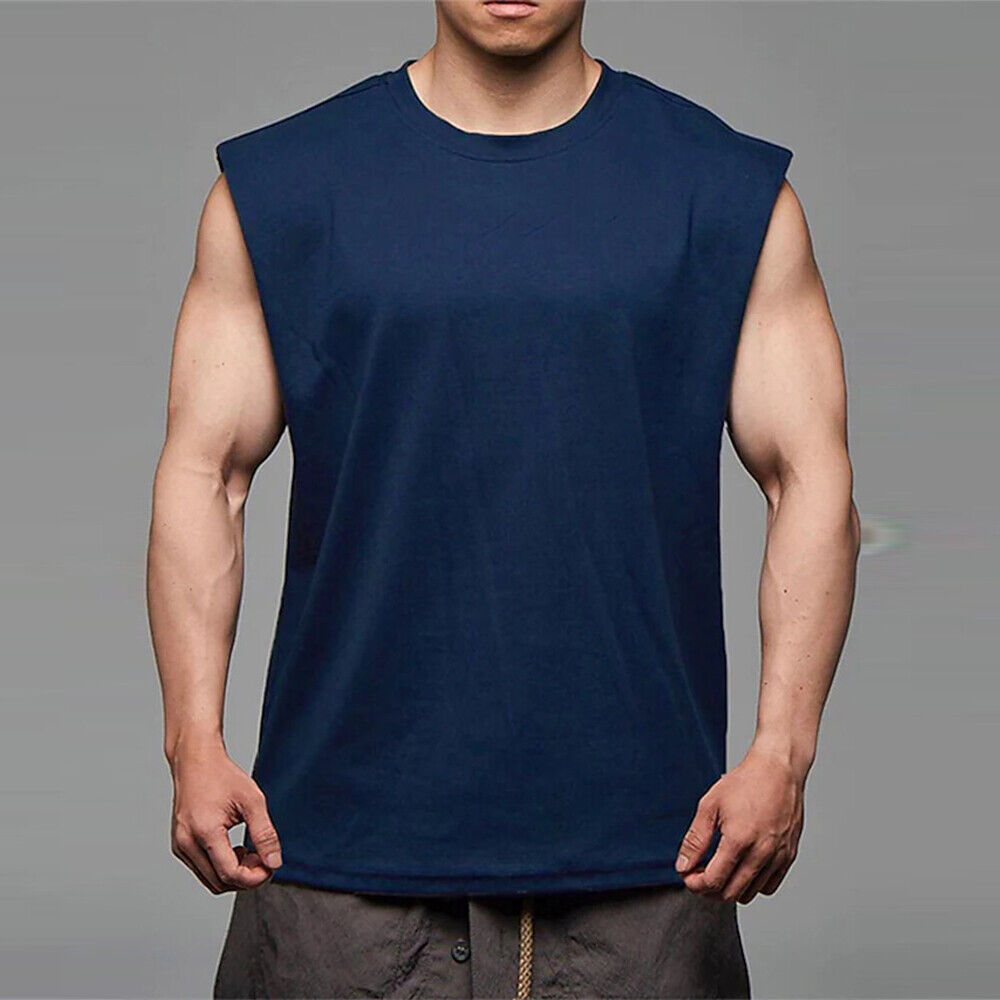 Mens Gym Sport Tank Vest Tops Sleeveless Bodybuilding Fitness Muscle Tee T-shirt