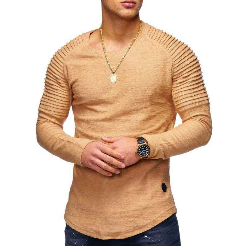 Casual Mens Round Neck Slim Fit Long Sleeve Muscle T-Shirt Jumper Pullover Tops