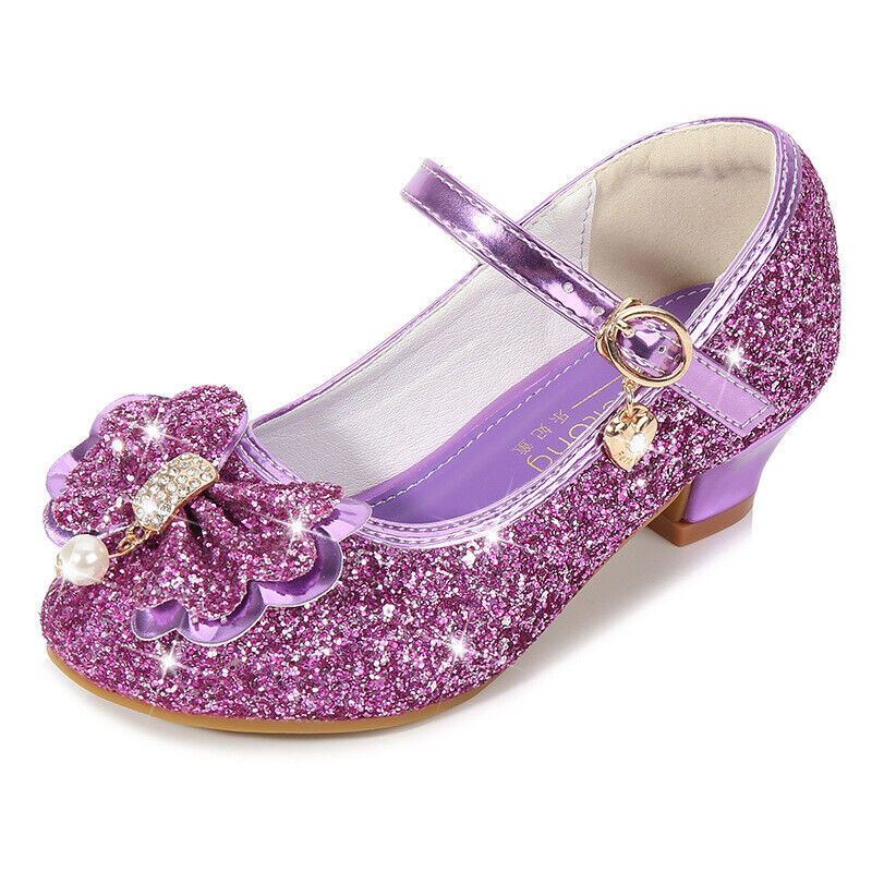 Holiday Kids Children Girls Shoes Sequin Heels Wedding Party Princess Shoes Size