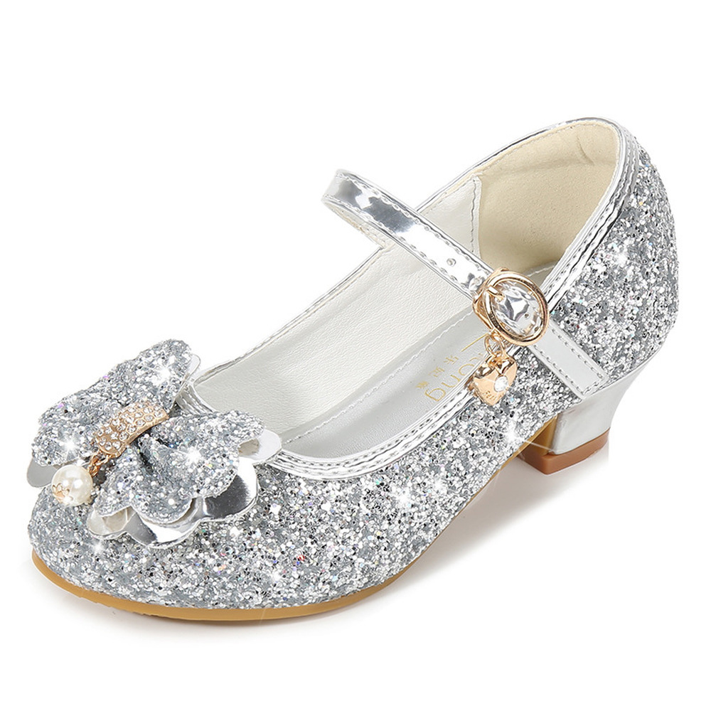 Holiday Kids Children Girls Shoes Sequin Heels Wedding Party Princess Shoes Size