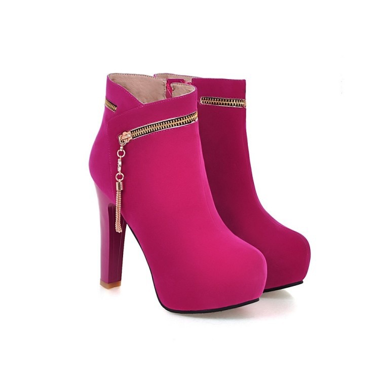 Stivaletti donna tacco alto stiletto finta pelle scamosciata punta rotonda scarpe plateau moda - Foto 20 di 20