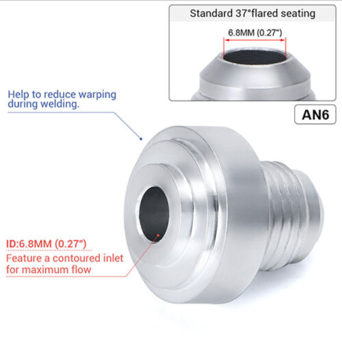 2PCS Male Billet Aluminum Weld On Fitting Nuts 4AN/6AN/8AN/10AN/12AN - Picture 14 of 17