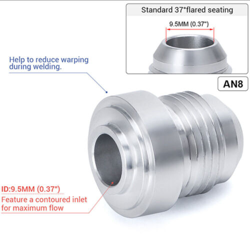 2PCS Male Billet Aluminum Weld On Fitting Nuts 4AN/6AN/8AN/10AN/12AN - Picture 15 of 17