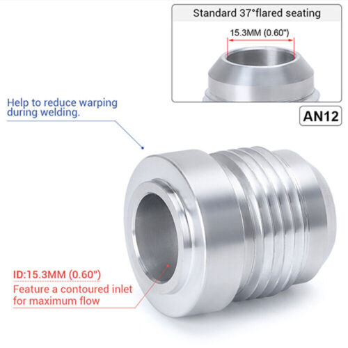 2PCS Male Billet Aluminum Weld On Fitting Nuts 4AN/6AN/8AN/10AN/12AN - Picture 17 of 17