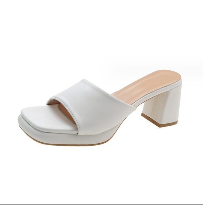 Womens Fashion Slippers Summer Peep Toe Pure Color Pumps High Heels Sandals Size - Picture 15 of 16