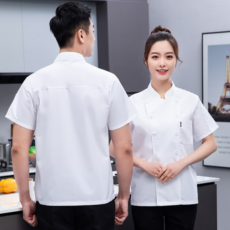 Unisex Short Sleeve Chef Coat Jacket Kitchen Work Uniform Restaurant Cook Top - Picture 14 of 15
