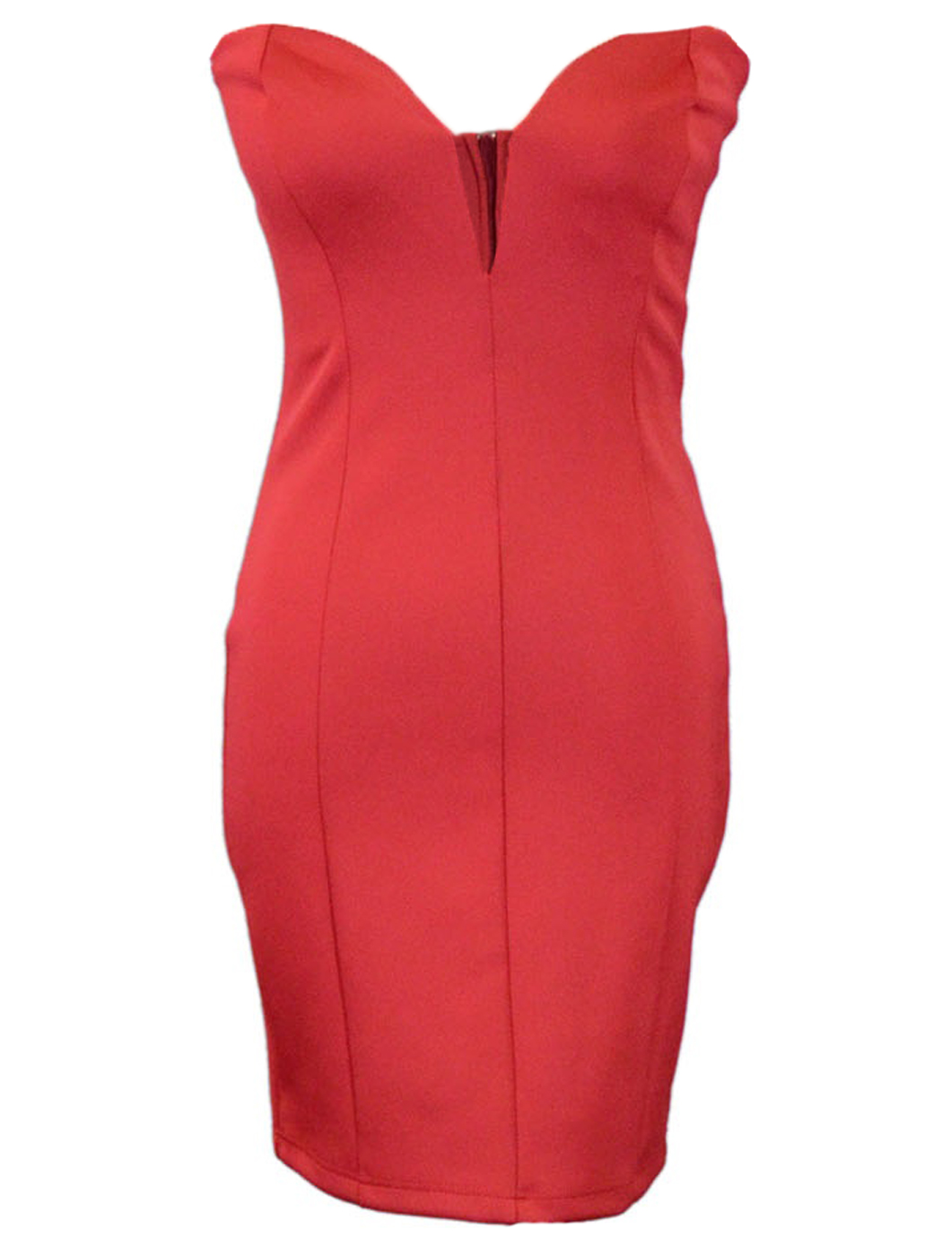 Solemio Flirty Feminine Bodycon Deep-V Tube Top Sheen Party Dress - Picture 14 of 14