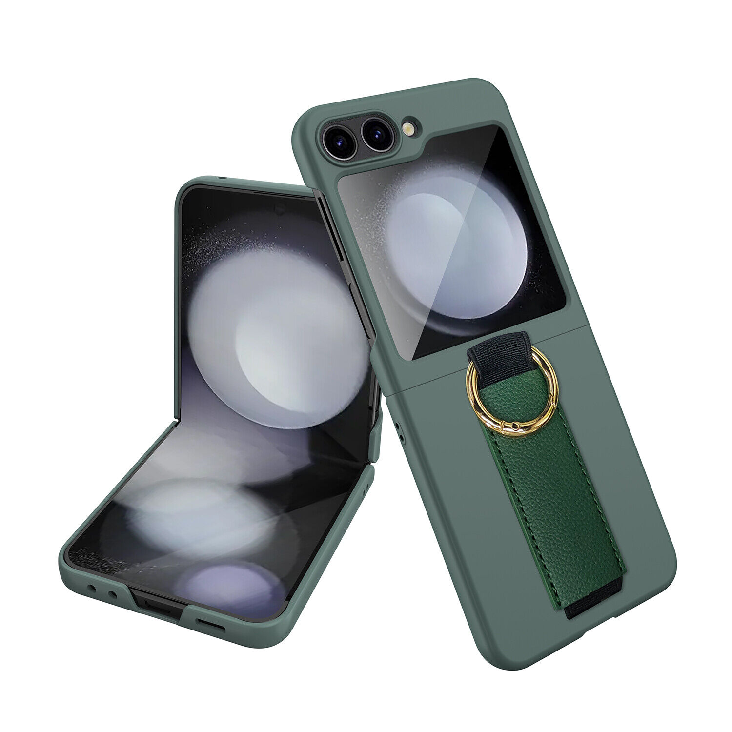 For Samsung Galaxy Z Flip 5 Hard PC Case with Screen Protector Wrist Strap Ring - Imagen 16 de 21