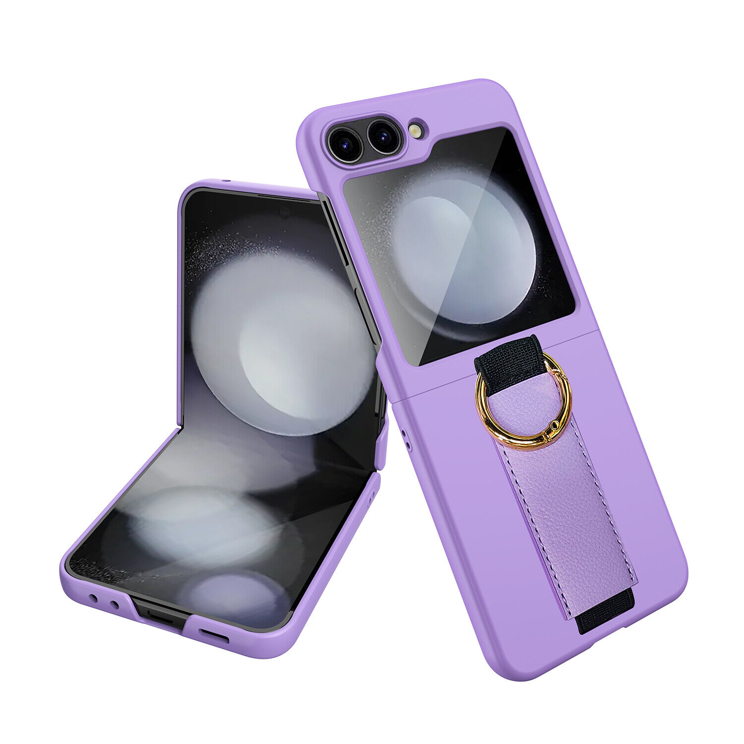 For Samsung Galaxy Z Flip 5 Hard PC Case with Screen Protector Wrist Strap Ring - Imagen 18 de 21