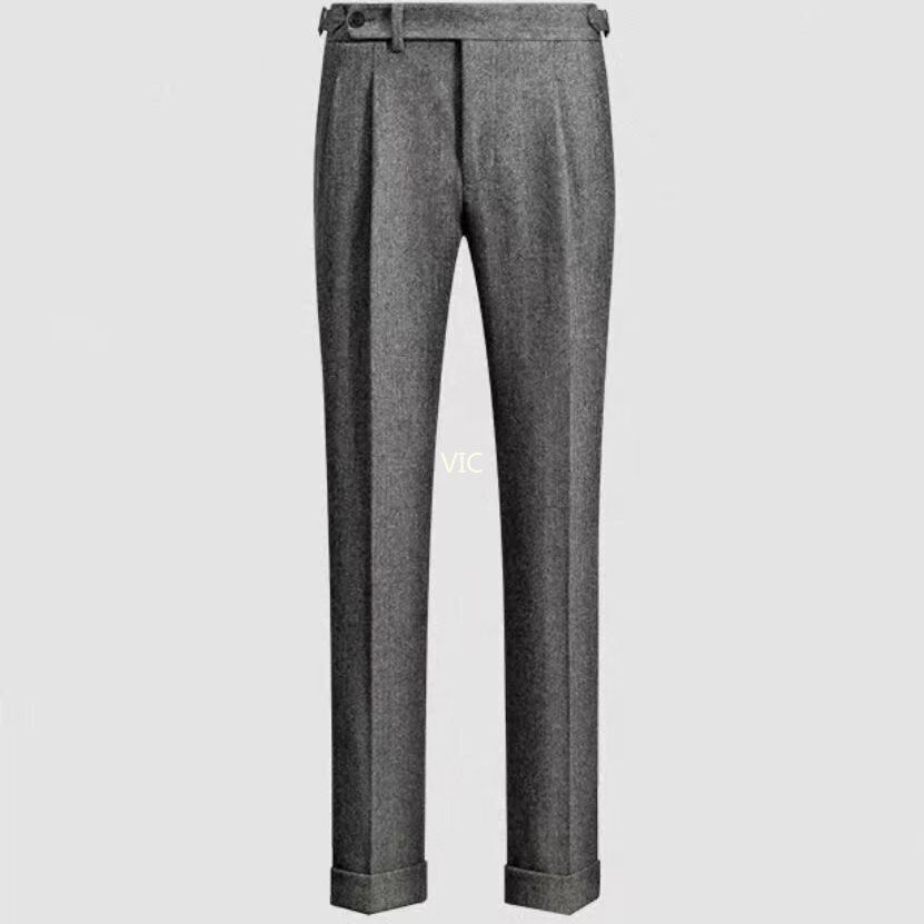 Retro Herren Tweed Fischgrät Hose Wolle Freizeit Business Hose - Bild 8 von 27