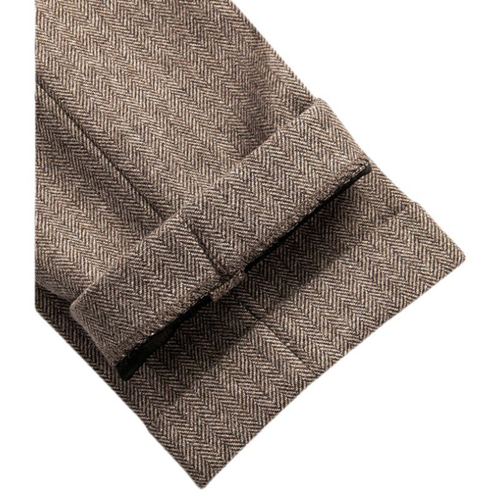 Retro Herren Tweed Fischgrät Hose Wolle Freizeit Business Hose - Bild 11 von 27