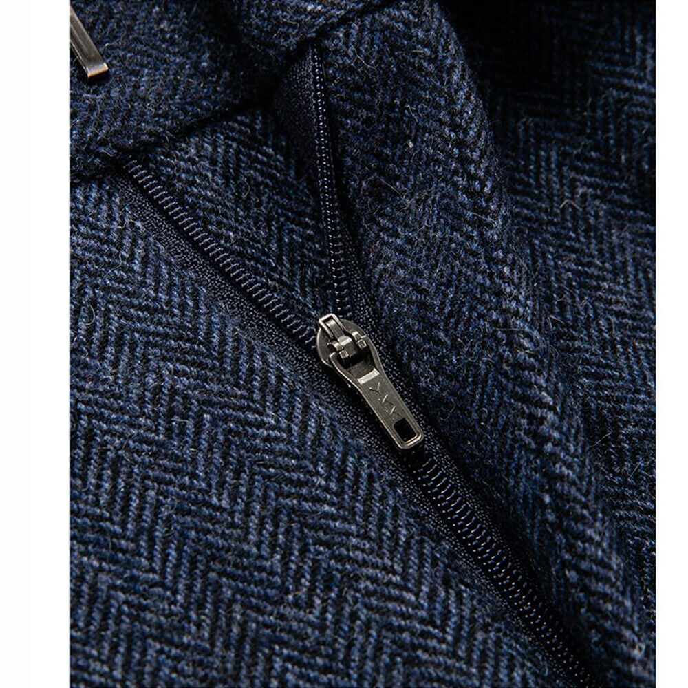 Retro Herren Tweed Fischgrät Hose Wolle Freizeit Business Hose - Bild 12 von 27