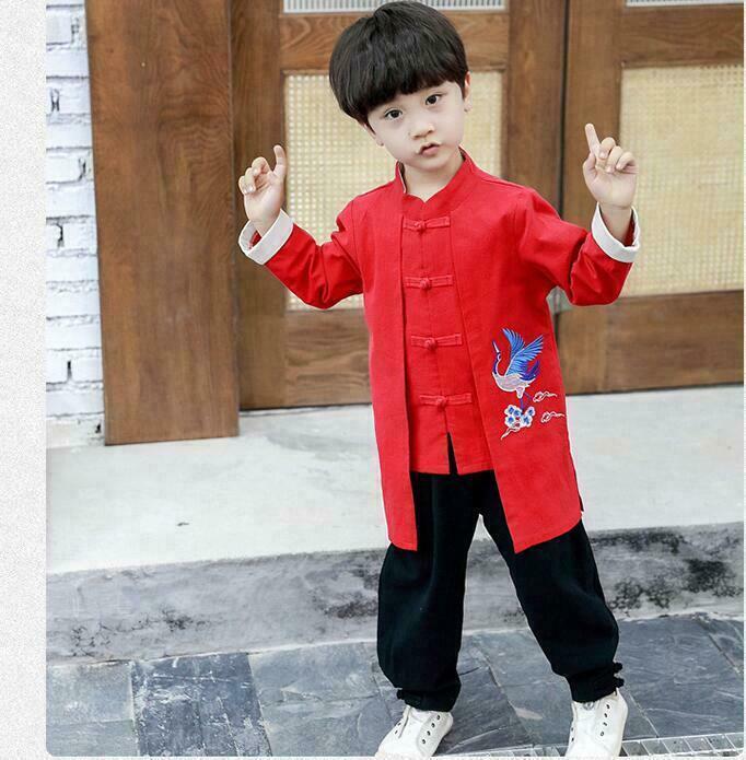 Children Tops+Pant Sets Tang Suit New Kids 2Pcs Chinese Style Boys Outfits Set - Picture 16 of 16