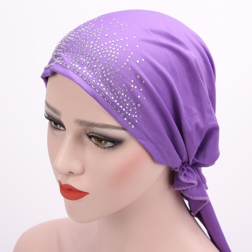 Mujeres Hijab Sombreros Árabes Gorro Gorras de Estrás Cáncer Quimio Gorro Islámico Sombreros - Imagen 13 de 22