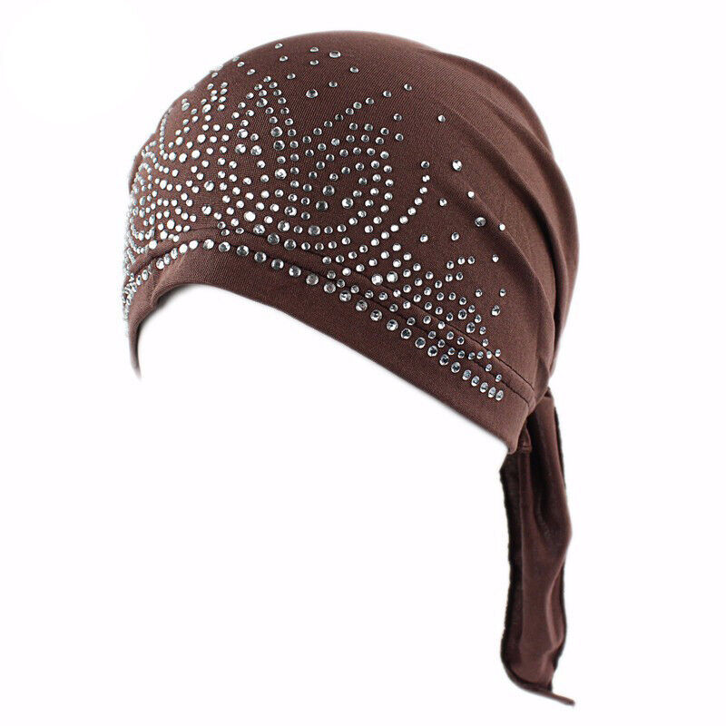 Mujeres Hijab Sombreros Árabes Gorro Gorras de Estrás Cáncer Quimio Gorro Islámico Sombreros - Imagen 17 de 22