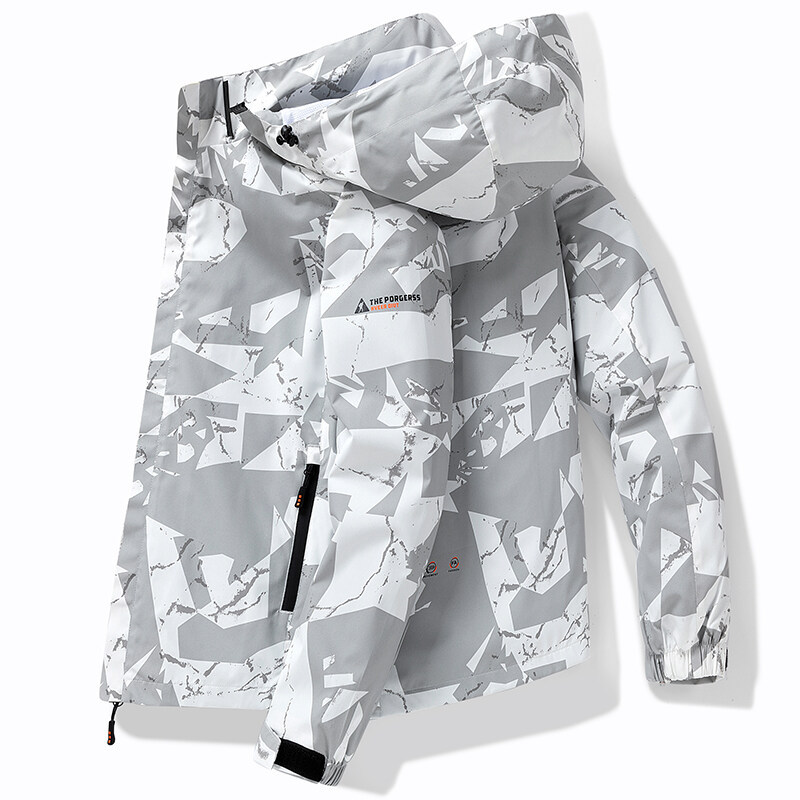 Men's Zip Stand-up Collar Hooded Outdoor Jacket Sports Top Coat Windproof Water - Picture 14 of 15