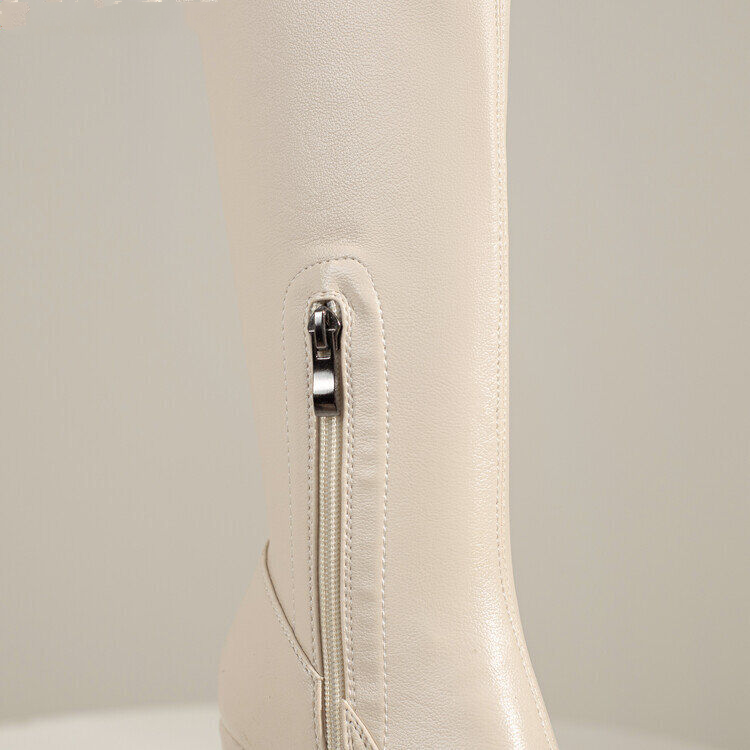 Women High Wedge Heels Shoes Stretchy Platform Mid Calf Boots Side Zipper Boots - Picture 5 of 26