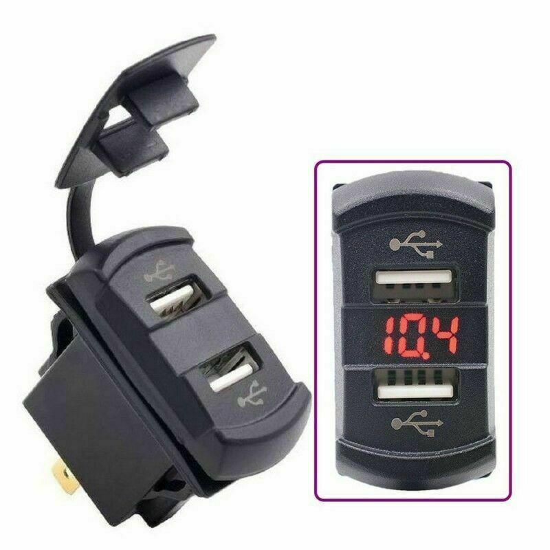 12v 24V Car Dash Flush Mount USB Port Chargeur Adaptateur Panneau Bleu DEL Voltmètre - Photo 17 sur 19