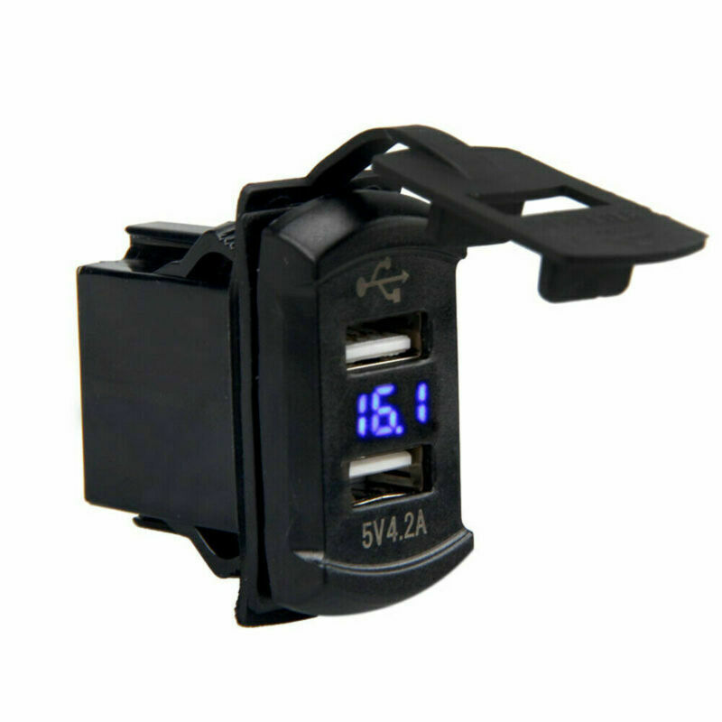 12v 24V Car Dash Flush Mount USB Port Chargeur Adaptateur Panneau Bleu DEL Voltmètre - Photo 18 sur 19