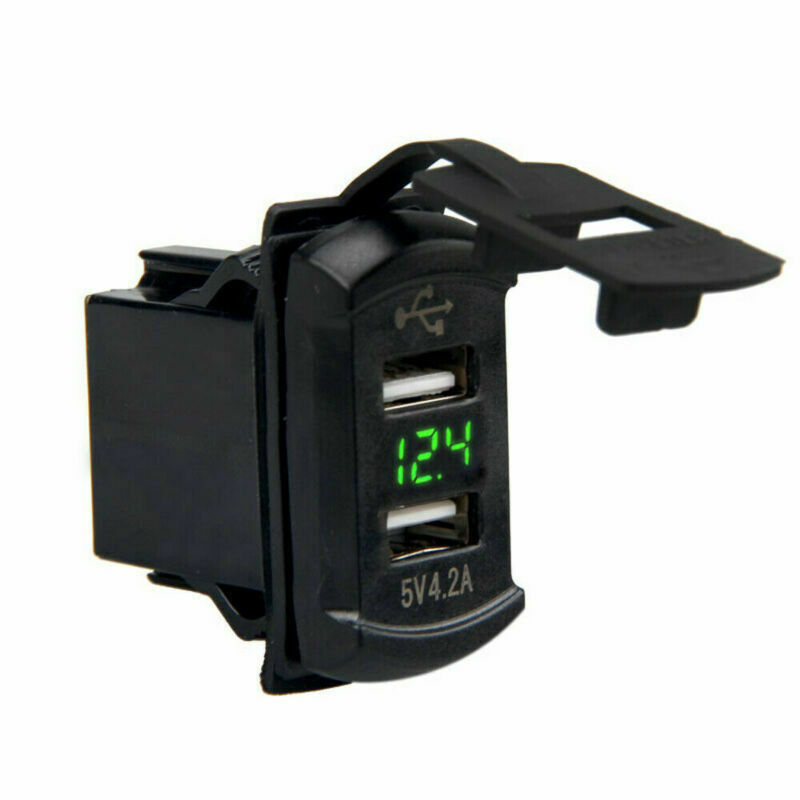 12v 24V Car Dash Flush Mount USB Port Chargeur Adaptateur Panneau Bleu DEL Voltmètre - Photo 19 sur 19