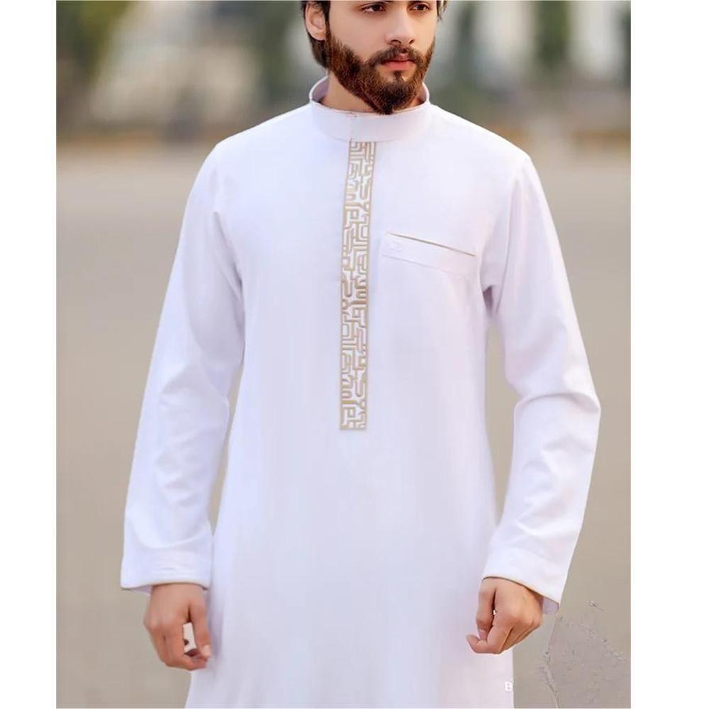 Arab Men's Robes Muslim Kaftan Islamic Abaya Standing Collar Long Sleeved Burqas - Picture 5 of 6