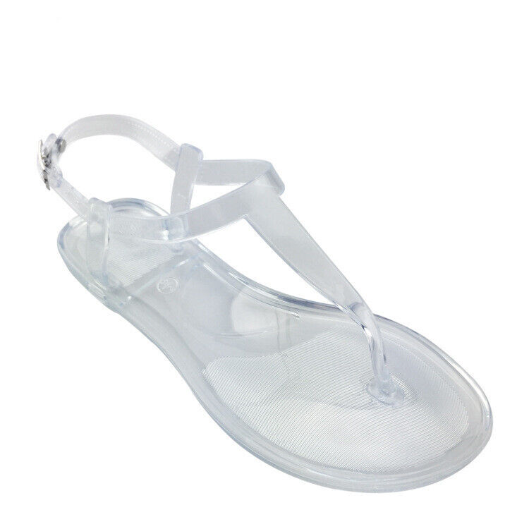 Sandalias de playa informales transparentes planas transparentes para mujer punta abierta - Imagen 16 de 18