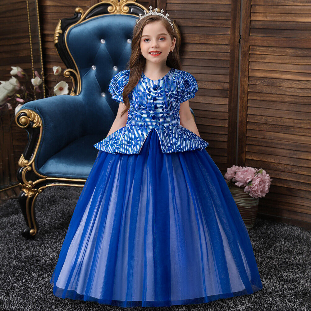 Kids Flower Girls Long Dress Bridesmaid Princess Wedding Christmas Party Gown - Picture 33 of 60
