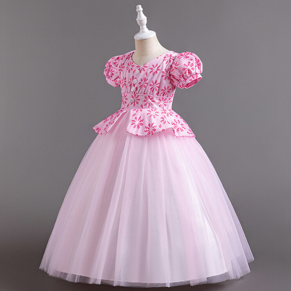 Kids Flower Girls Long Dress Bridesmaid Princess Wedding Christmas Party Gown - Picture 36 of 60