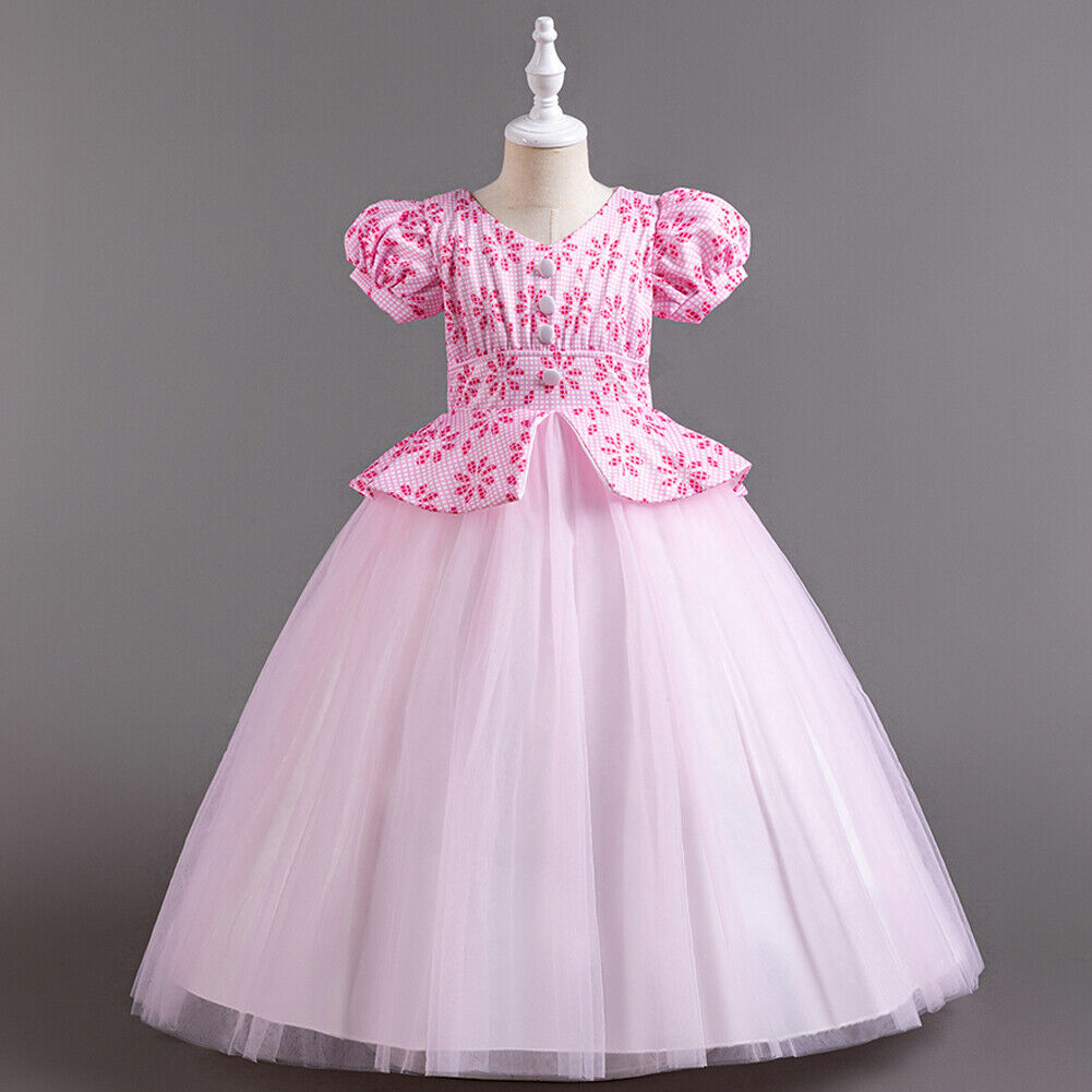 Kids Flower Girls Long Dress Bridesmaid Princess Wedding Christmas Party Gown - Picture 37 of 60